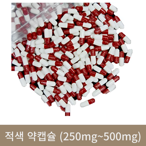 적색 약캡슐 (250mg~500mg)